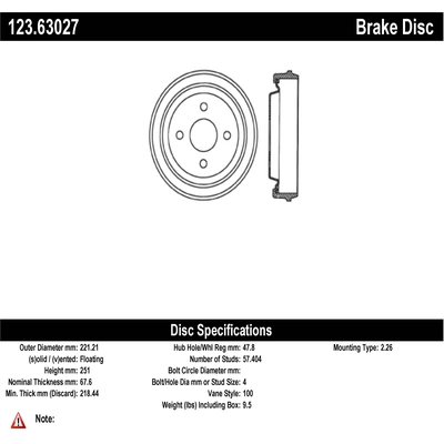 Tambour de frein arri�re by CENTRIC PARTS - 123.63027 pa1