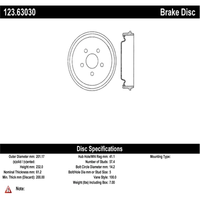 Tambour de frein arrière by CENTRIC PARTS - 123.63030 pa1