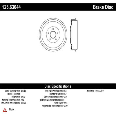 Tambour de frein arri�re by CENTRIC PARTS - 123.63044 pa2