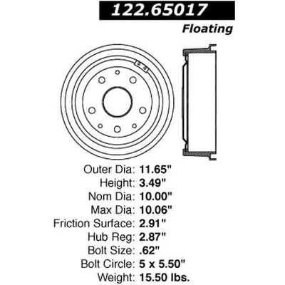 Rear Brake Drum by CENTRIC PARTS - 123.65017 pa3