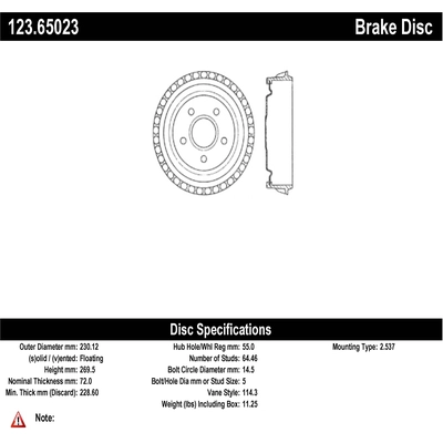 CENTRIC PARTS - 123.65023 - Rear Brake Drum pa1