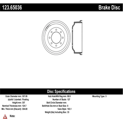 Rear Brake Drum by CENTRIC PARTS - 123.65036 pa2