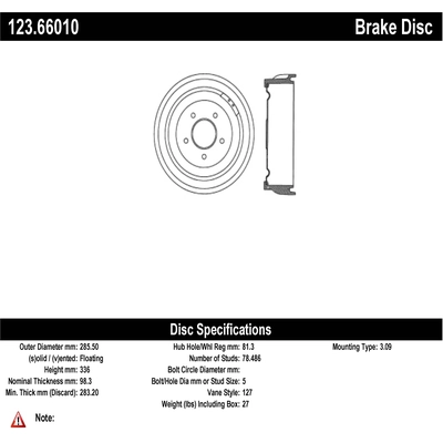Rear Brake Drum by CENTRIC PARTS - 123.66010 pa2