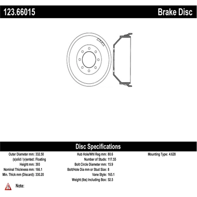 Rear Brake Drum by CENTRIC PARTS - 123.66015 pa1
