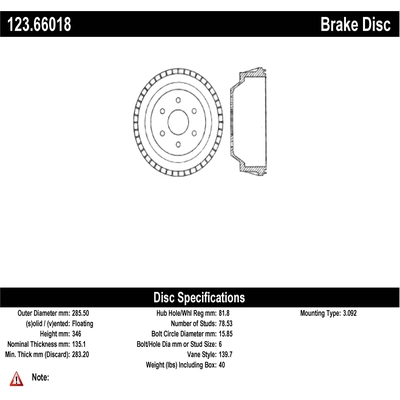 Rear Brake Drum by CENTRIC PARTS - 123.66018 pa1