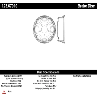 Tambour de frein arrière par CENTRIC PARTS - 123.67010 pa2