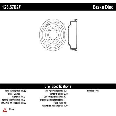 Rear Brake Drum by CENTRIC PARTS - 123.67027 pa1