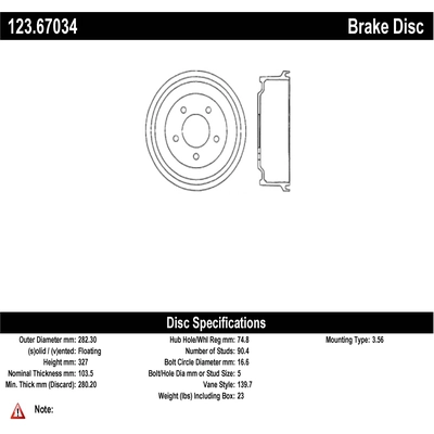 Rear Brake Drum by CENTRIC PARTS - 123.67034 pa1