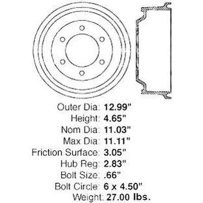 Tambour de frein arrière by CENTRIC PARTS - 123.67042 pa3