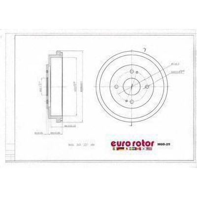 Rear Brake Drum by EUROROTOR - HOD25 pa3