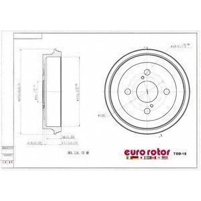 Rear Brake Drum by EUROROTOR - TOD18 pa1