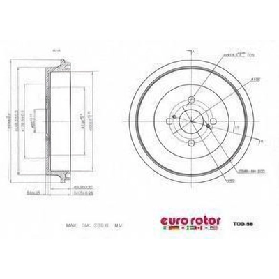 Rear Brake Drum by EUROROTOR - TOD58 pa3