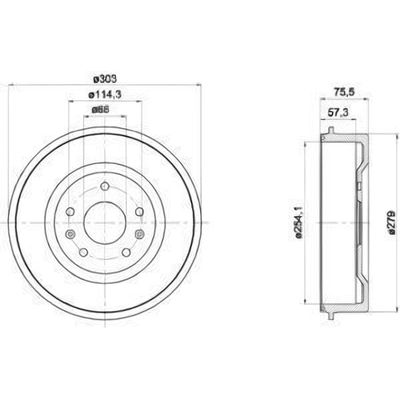 Rear Brake Drum by HELLA PAGID - 355301731 pa5