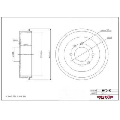 EUROROTORS - HYD90 - Brake Drum pa1