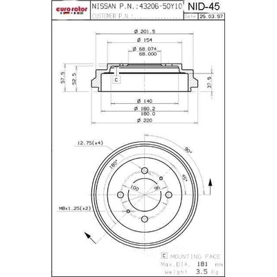 Rear Brake Drum by ULTRA - NID45 pa4