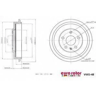 Tambour de frein arrière by ULTRA - VWD48 pa1