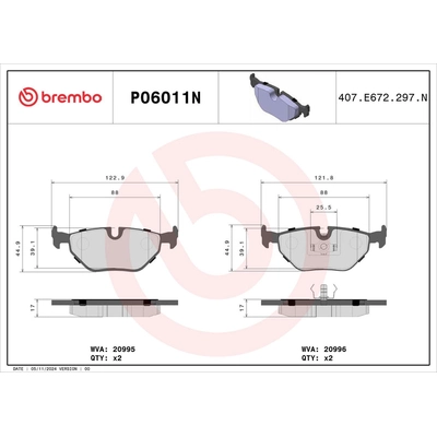 Rear Ceramic Pads by BREMBO - P06011N pa1