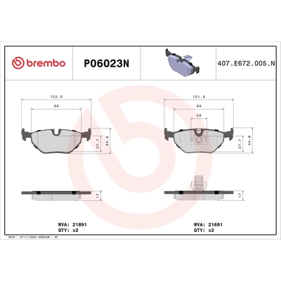 Rear Ceramic Pads by BREMBO - P06023N pa2