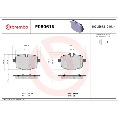Rear Ceramic Pads by BREMBO - P06061N pa2
