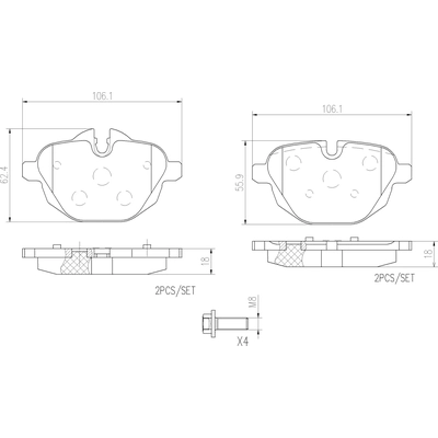 Rear Ceramic Pads by BREMBO - P06064N pa2