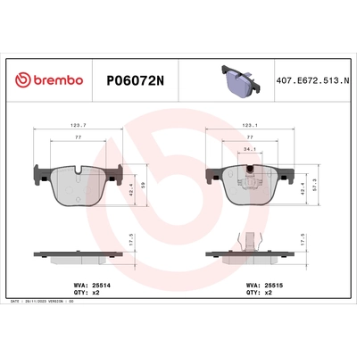 Rear Ceramic Pads by BREMBO - P06072N pa2