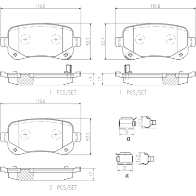 Rear Ceramic Pads by BREMBO - P11021N pa2