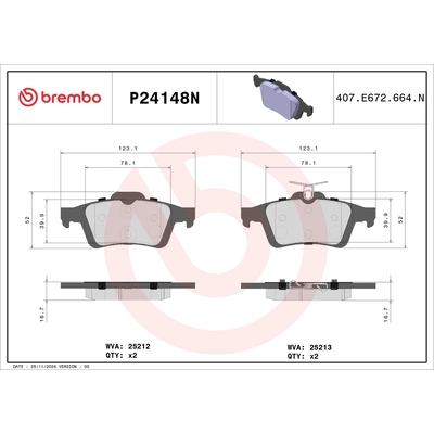 Rear Ceramic Pads by BREMBO - P24148N pa1