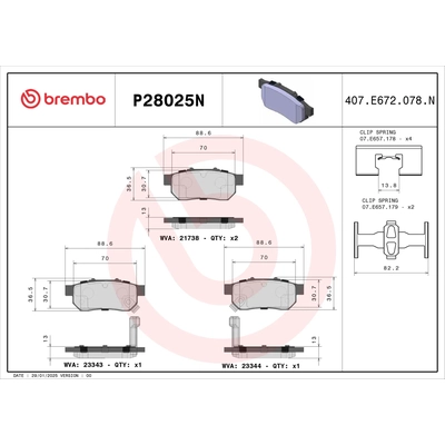 Rear Ceramic Pads by BREMBO - P28025N pa3