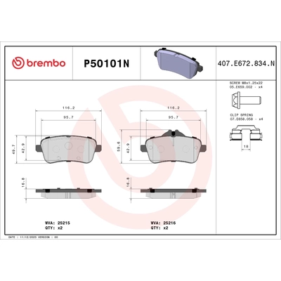 Rear Ceramic Pads by BREMBO - P50101N pa2