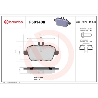Rear Ceramic Pads by BREMBO - P50140N pa2