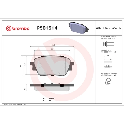 Rear Ceramic Pads by BREMBO - P50151N pa2