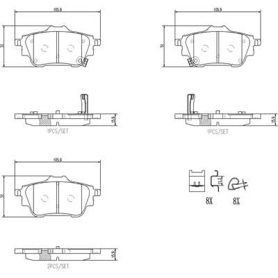 Rear Ceramic Pads by BREMBO - P56133N pa1