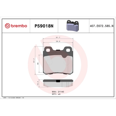 Rear Ceramic Pads by BREMBO - P59018N pa3