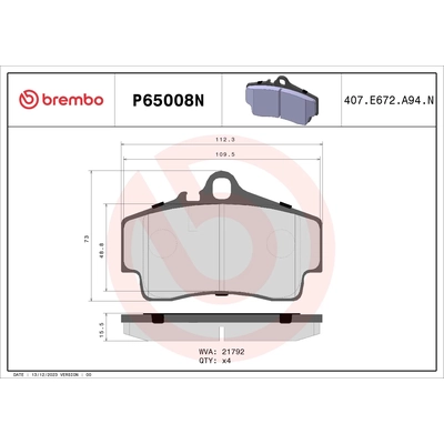 Rear Ceramic Pads by BREMBO - P65008N pa2