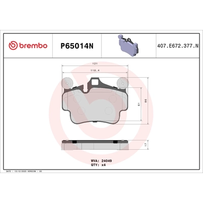 Rear Ceramic Pads by BREMBO - P65014N pa2
