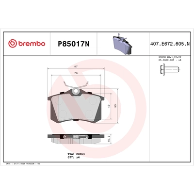 Rear Ceramic Pads by BREMBO - P85017N pa2