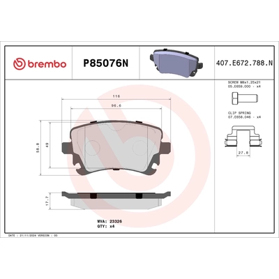 Rear Ceramic Pads by BREMBO - P85076N pa2