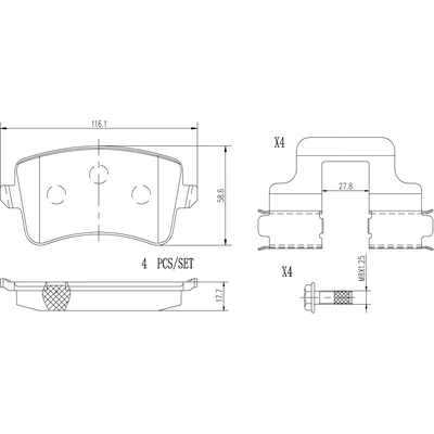 Rear Ceramic Pads by BREMBO - P85100N pa2