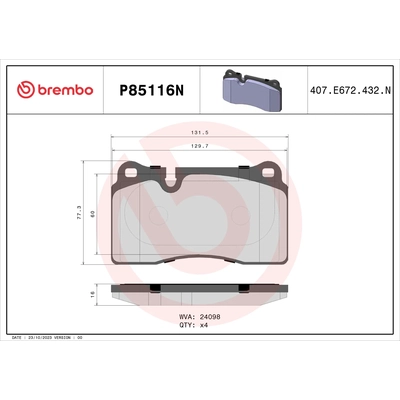Rear Ceramic Pads by BREMBO - P85116N pa3