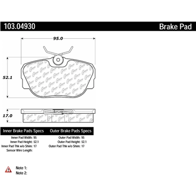 Plaquette arri�re en c�ramique by CENTRIC PARTS - 103.04930 pa1