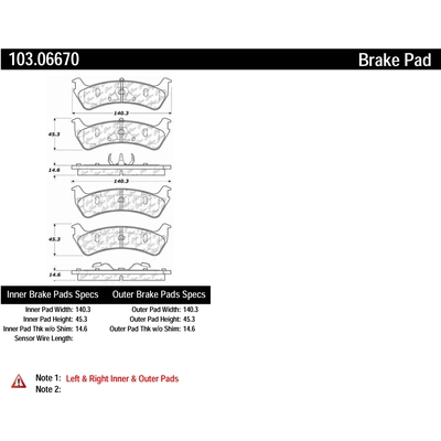 Rear Ceramic Pads by CENTRIC PARTS - 103.06670 pa2