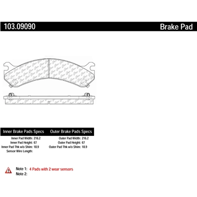 Plaquette arrière en céramique by CENTRIC PARTS - 103.09090 pa2