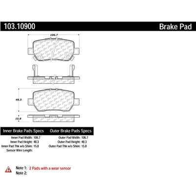 Rear Ceramic Pads by CENTRIC PARTS - 103.10900 pa1