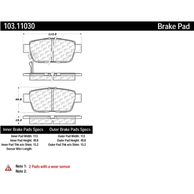 CENTRIC PARTS - 103.11030 - Plaquette arrière en céramique pa1