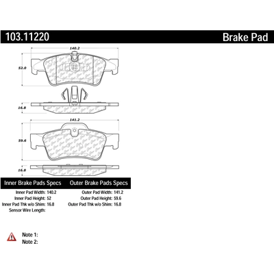 Rear Ceramic Pads by CENTRIC PARTS - 103.11220 pa1