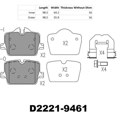 Rear Ceramic Pads by EUROROTOR - ID2221H pa3