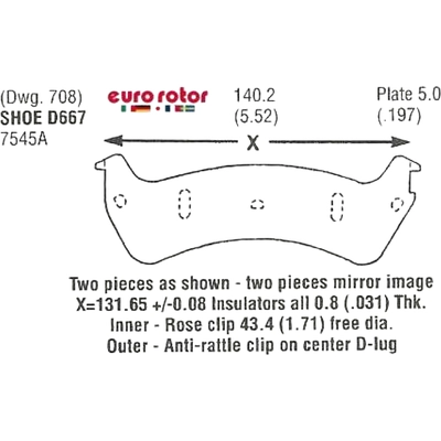 Rear Ceramic Pads by EUROROTOR - ID667H pa3