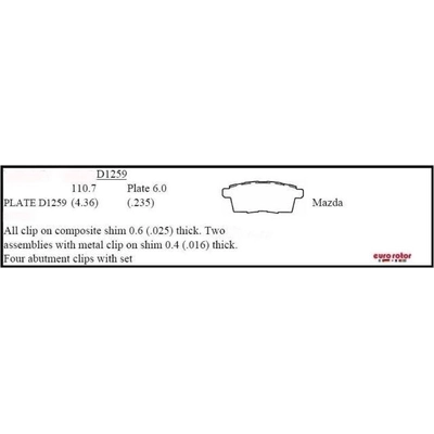 Rear Ceramic Pads by EUROROTOR - ID1259H pa3