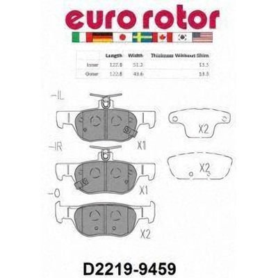 EUROROTOR - ID2219 - Rear Ceramic Pads pa1