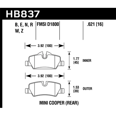 Rear Ceramic Pads by HAWK PERFORMANCE - HB837Z.621 pa2